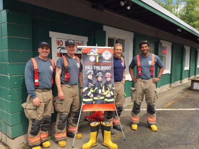 Firemen showed up later in the day asking for donations to the "fill the boot" chartity.