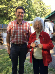 Alistair MacGregor showed up and we asked him to present a Queen's Diamond Jubilee pin to our WW II veteran Nora.