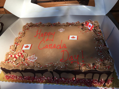 Free Canada Say chocolate cake served to everyone at the legion. Malahat Legion 2022 Canada Day