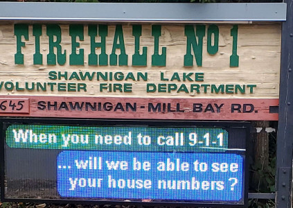 Another closeup of the Firehall sign just next door showing the sign can be updated on a schedule.