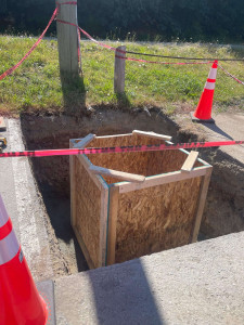 The form is finally all set for the cement truck to arrive. Vince all assembled