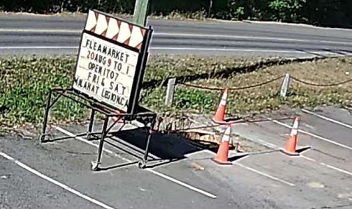 Here is our venerable old sign due to be replaced soon. Legion Gets New Roadsign